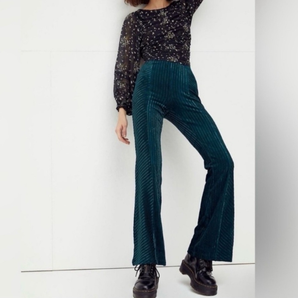Free People Slim Pull-On Velvet Flare Pants